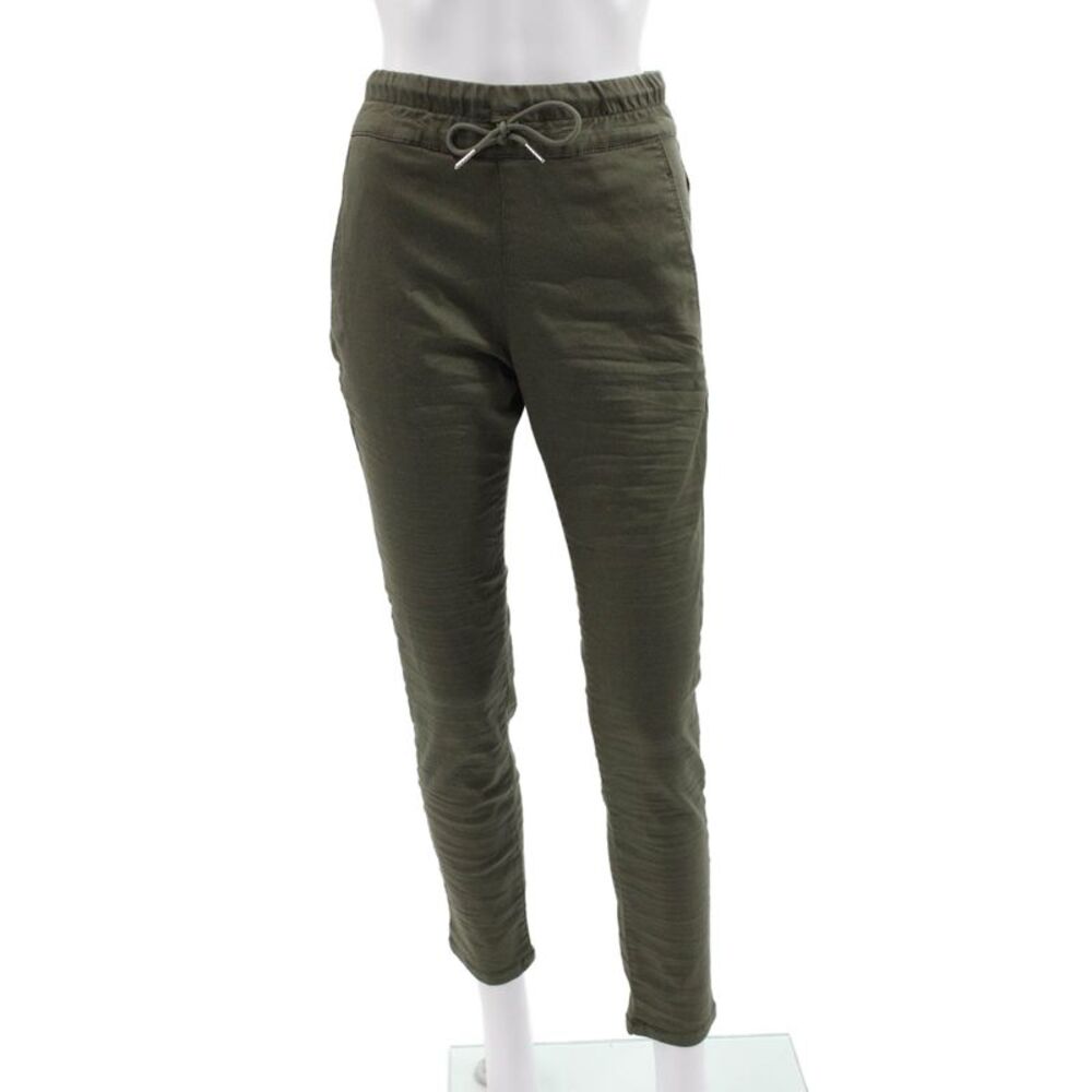 Flog Womens Green Cotton Blend Jogger Pants Drawstring Size 28